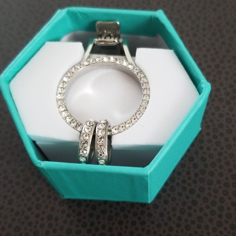 Origami Owl silver crystal ID clasp
